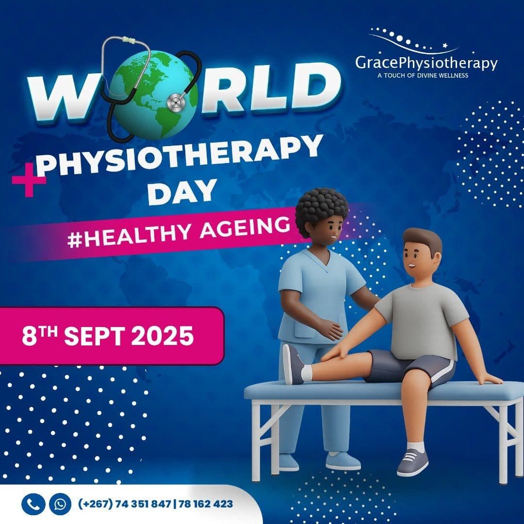 Grace Physiotherapy artwork for World Physiotherapy Day 2025 on the theme of healthy ageing.